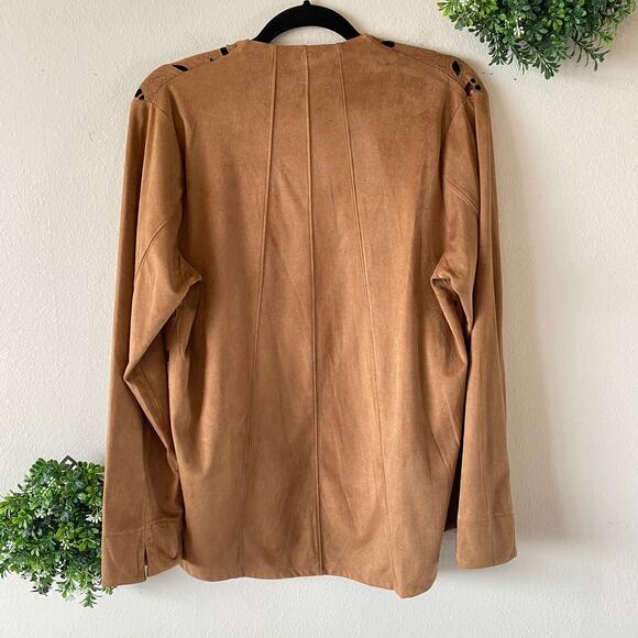 Erin London brown cutout faux suede open jacket - Picture 8 of 10